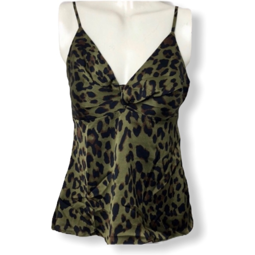 Endless Rose Green Animal Print Silky Cami Top Size S